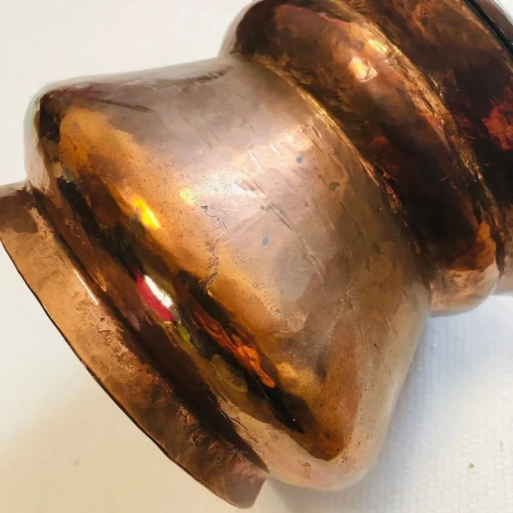 Vintage Copper Planter with Handle  hand-hammered pot